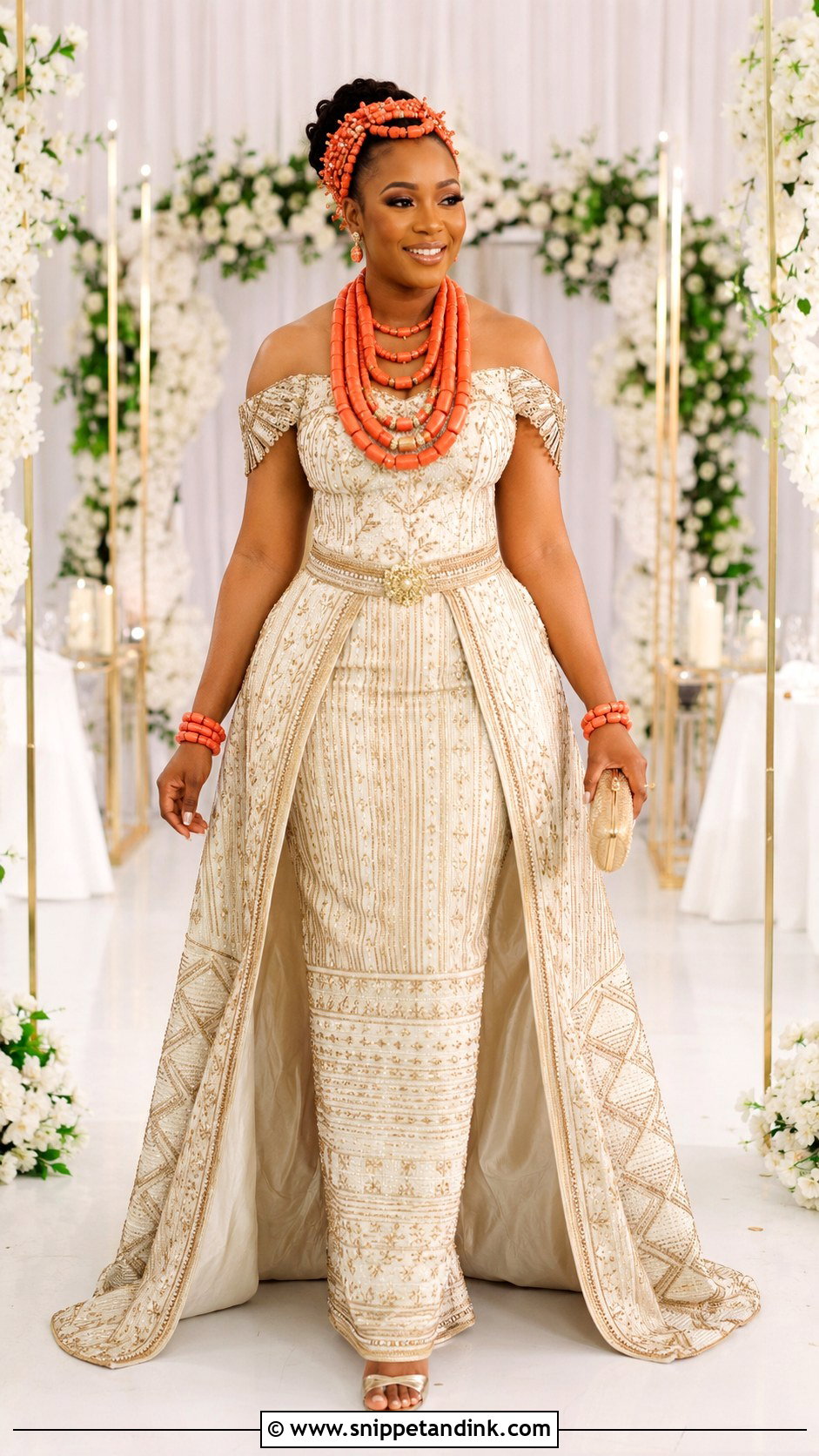Akwa Ocha Bridal Gown With Overskirt - Snippet and Ink - 20 Akwa Ocha Bride Styles