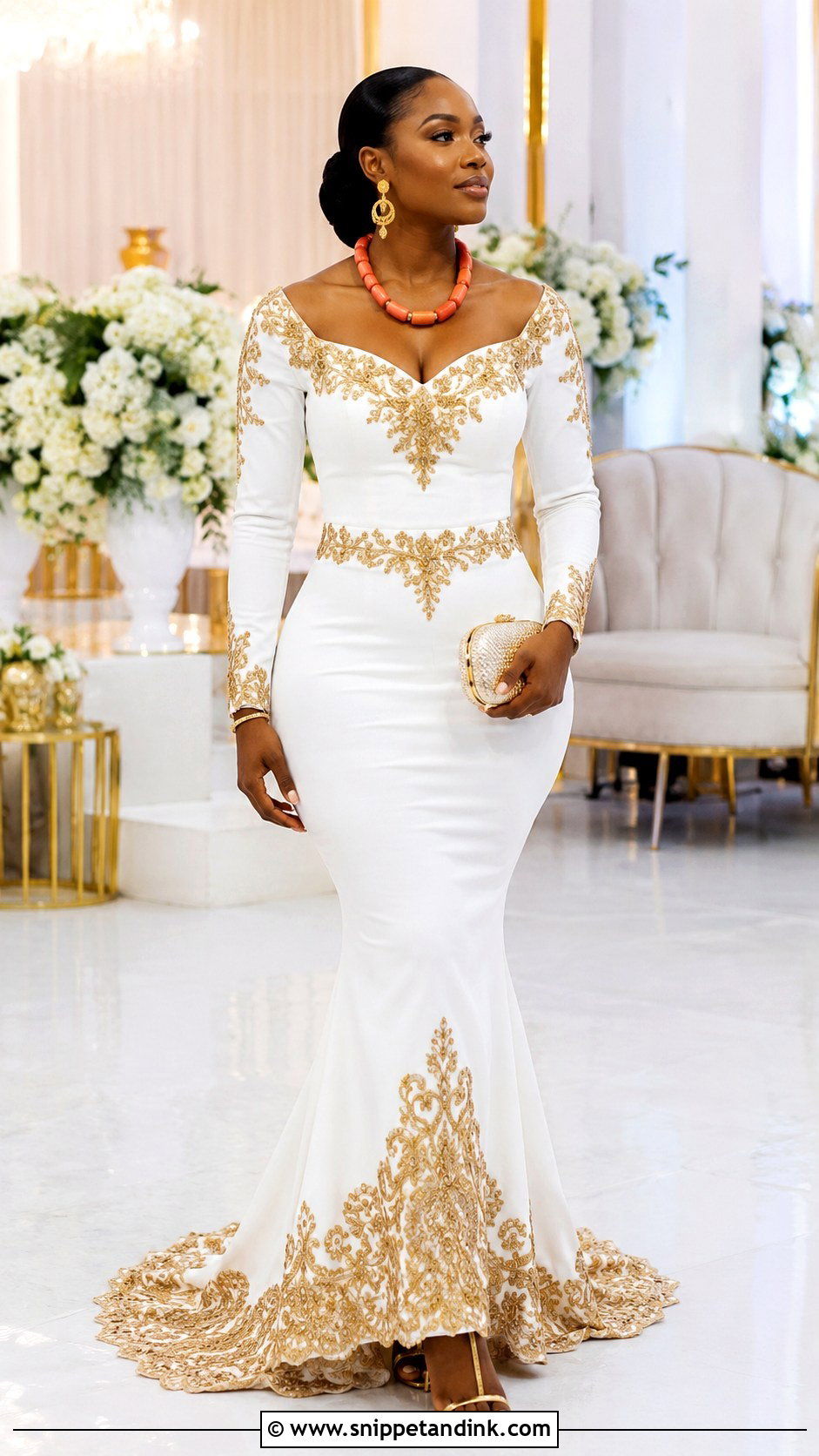 Akwa Ocha Gold Embellished Gown - Snippet and Ink - 20 Akwa Ocha Bride Styles
