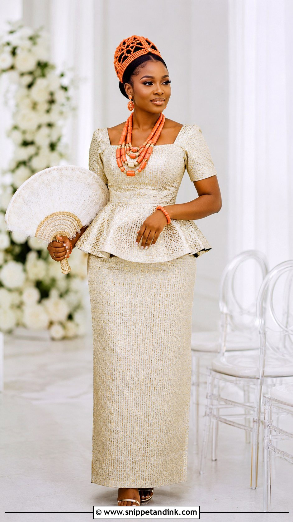Akwa Ocha Peplum Blouse And Wrapper - Snippet and Ink - 20 Akwa Ocha Bride Styles