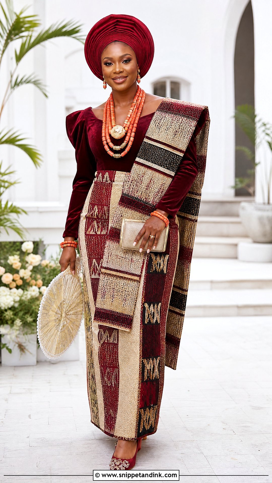 Akwete Igbo Wrapper And Blouse Outfit - Snippet and Ink - 20 Traditional Igbo Nigerian Wedding Dresses