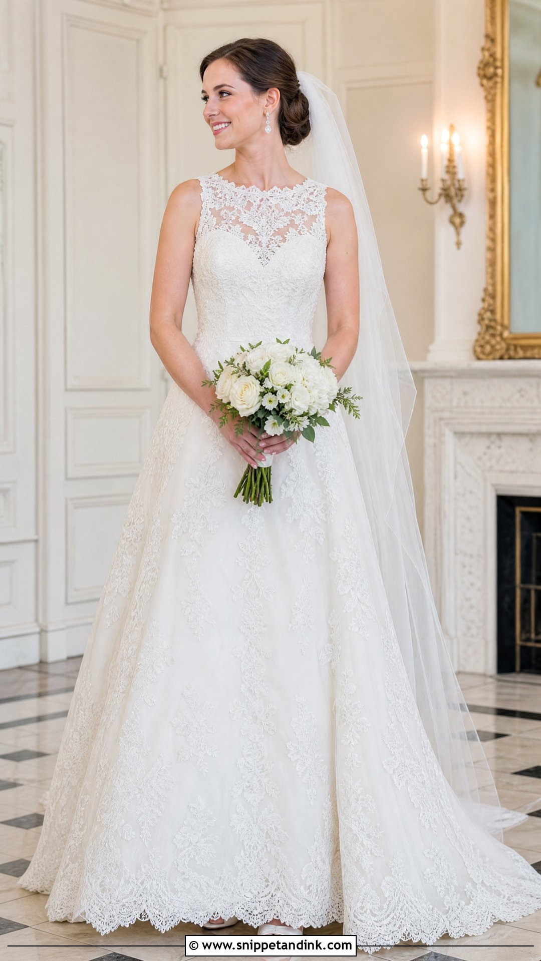 Alenon Lace A Line Wedding Dress - Snippet and Ink - 20 Wedding Dress Material Fabrics Ideas