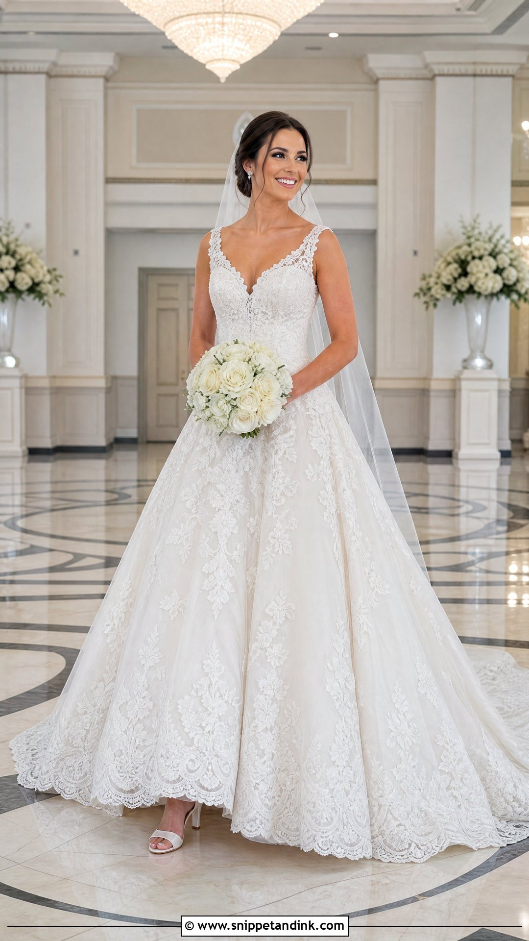 Alenon Lace Ball Gown Wedding Dress - Snippet and Ink - 20 Wedding Lace Styles