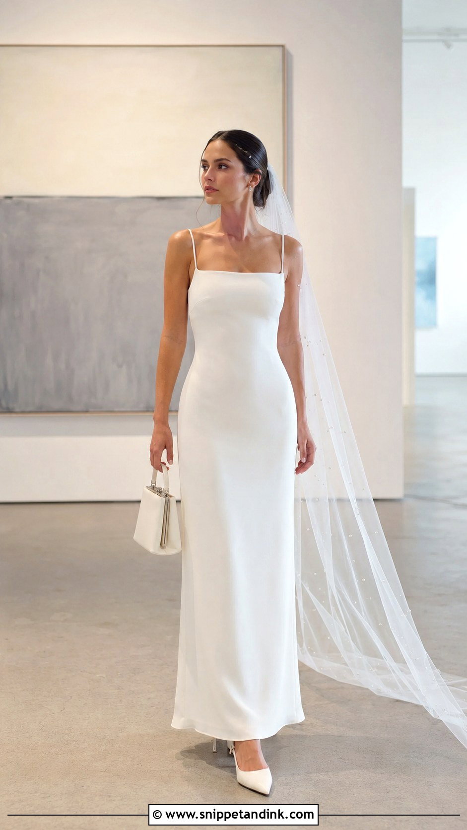 Alexandra Grecco Column Gown With Pearl Veil - Snippet and Ink - 20 Alexandra Grecco Bridal Ideas