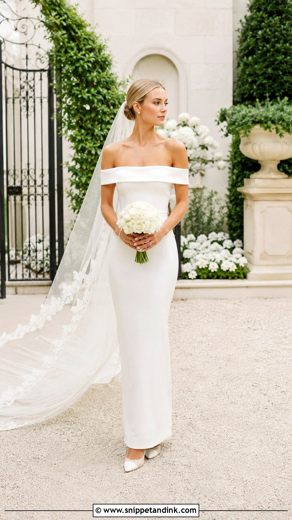 Alexandra Grecco Off Shoulder Column Gown - Snippet and Ink - 20 Alexandra Grecco Bridal Ideas