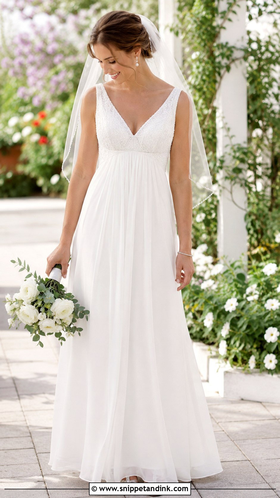 Alfred Angelo Chiffon Empire Waist Wedding Dress - Snippet and Ink - 20 Alfred Angelo Wedding Dress Ideas