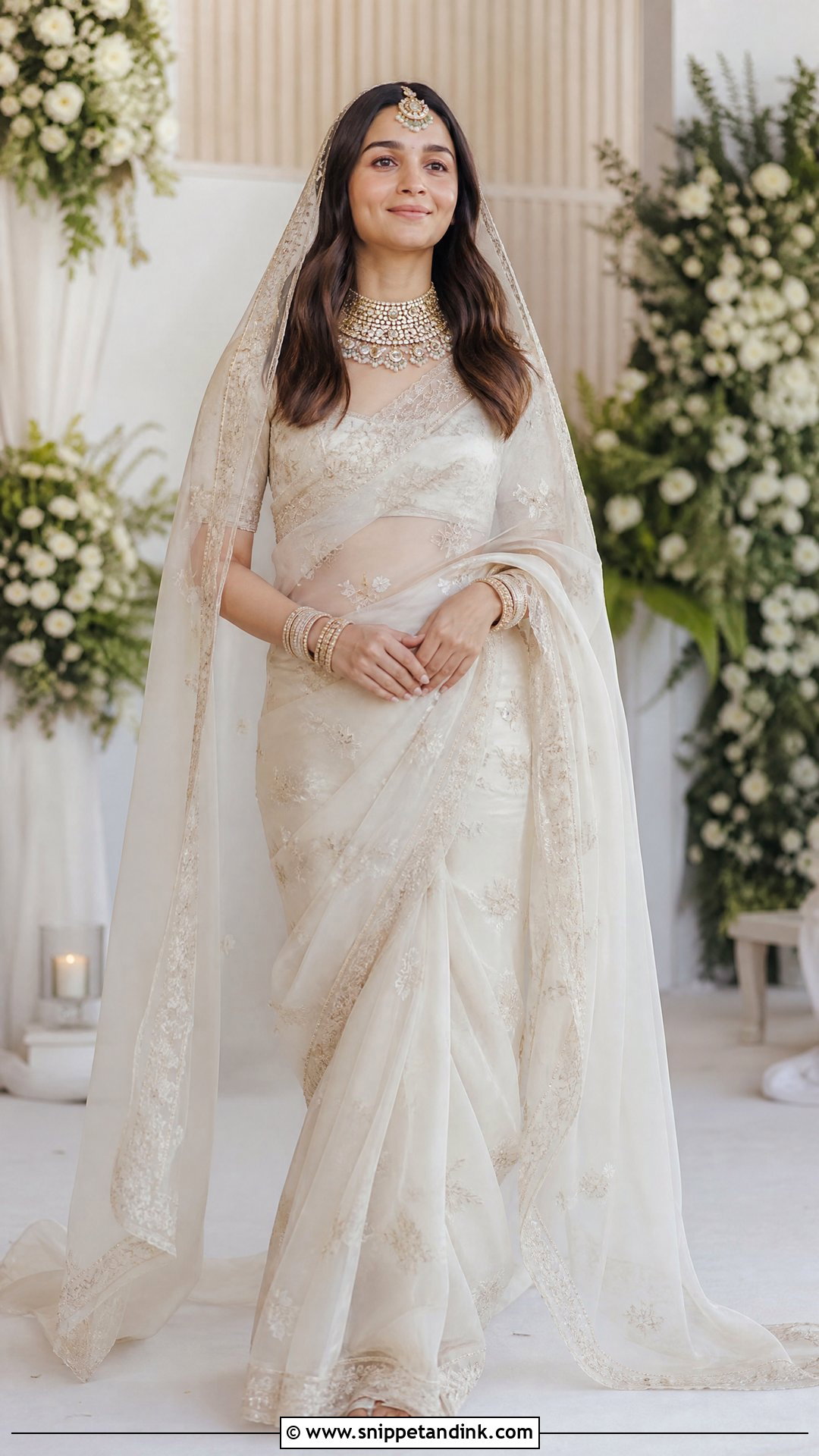 Alia Bhatt Ivory Wedding Saree - Snippet and Ink - 20 Bollywood Celebrity Wedding Outfit Ideas