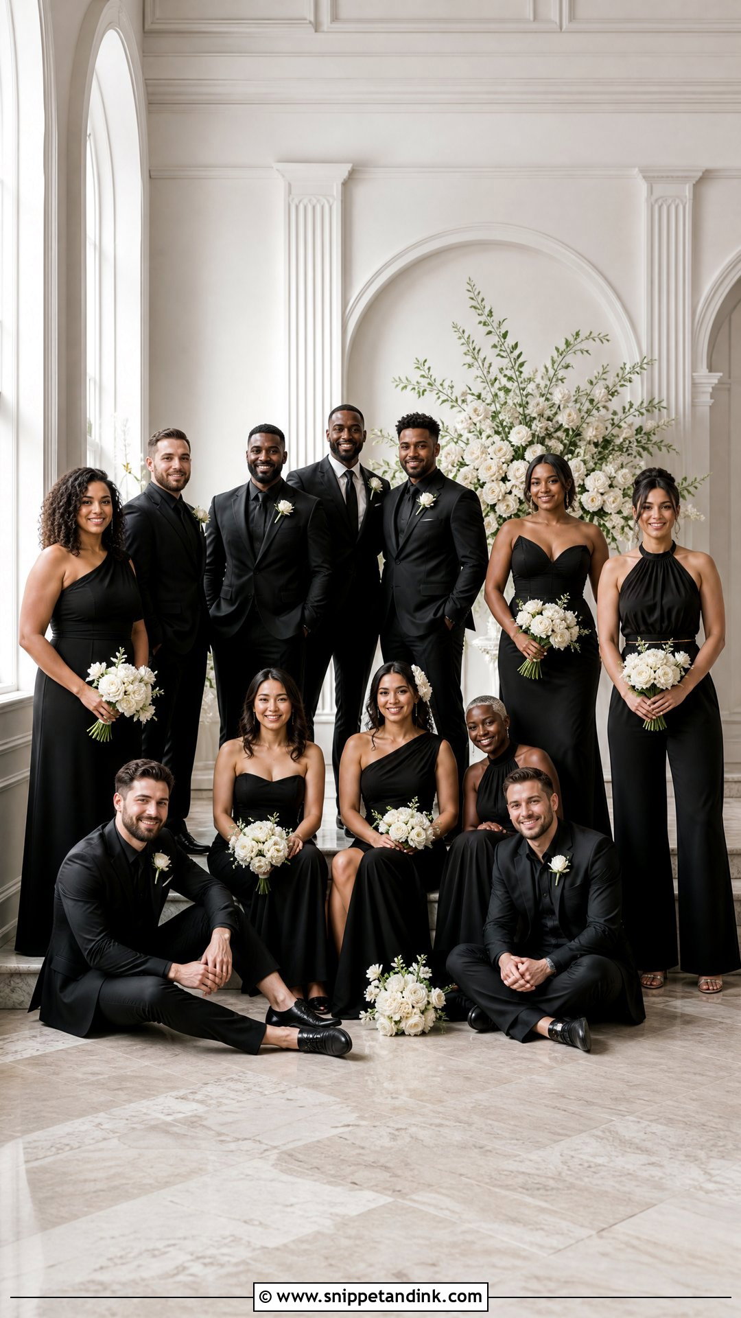 All Black Bridal Party Dresses And Suits - Snippet and Ink - 25 All Black Bridal Party Ideas
