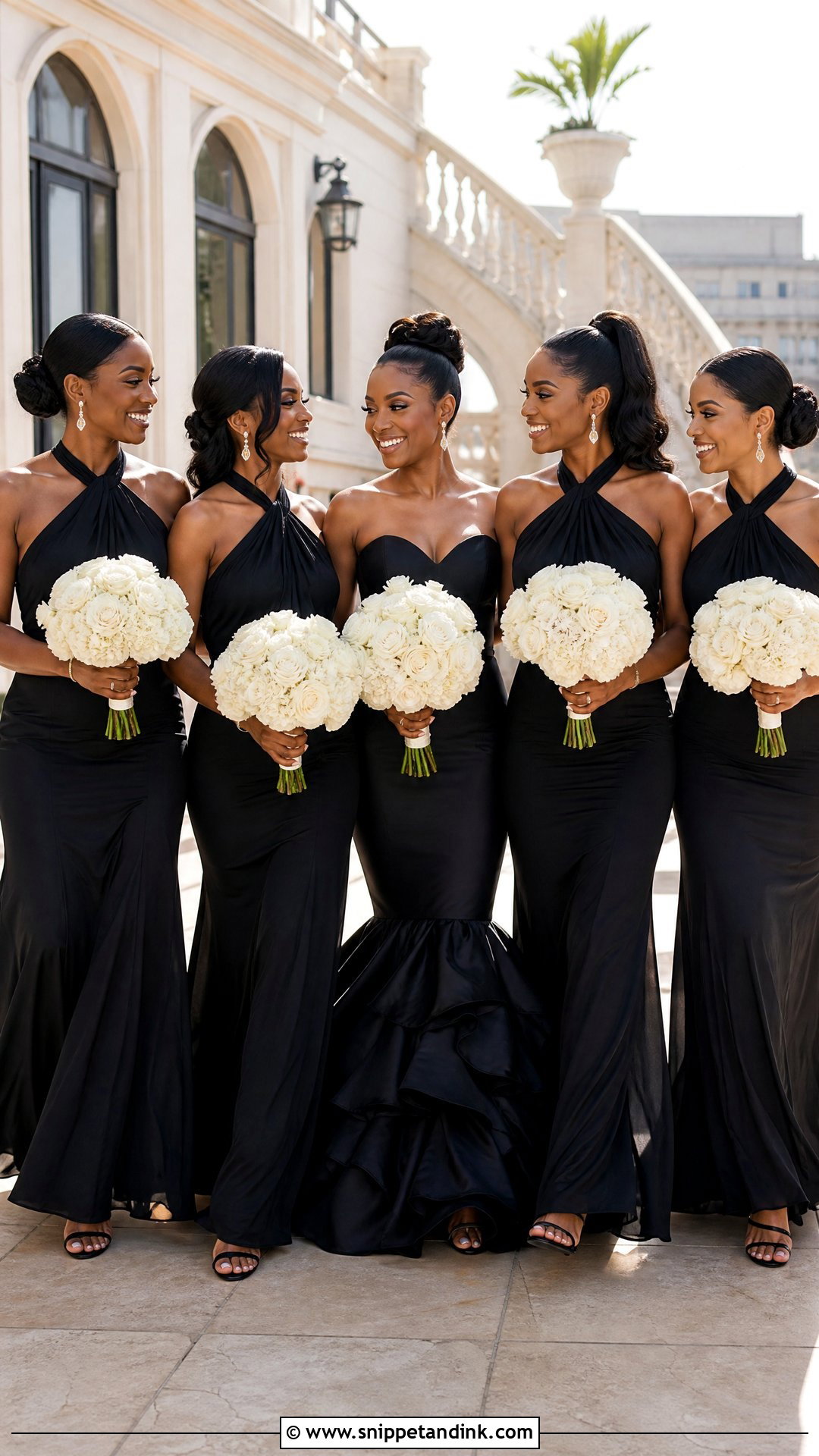 All Black Bridal Party Halter Dresses - Snippet and Ink - 25 All Black Bridal Party Ideas