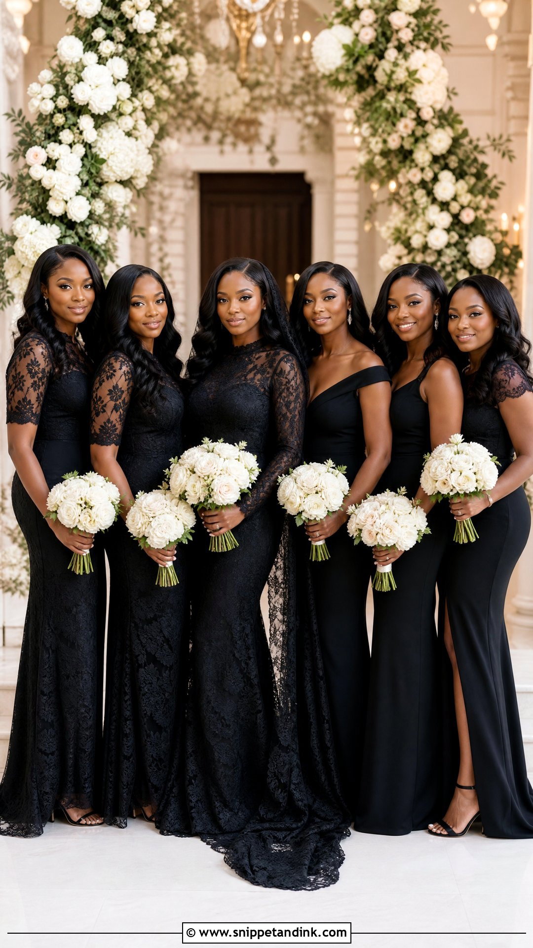 All Black Bridal Party Lace Dresses - Snippet and Ink - 25 All Black Bridal Party Ideas