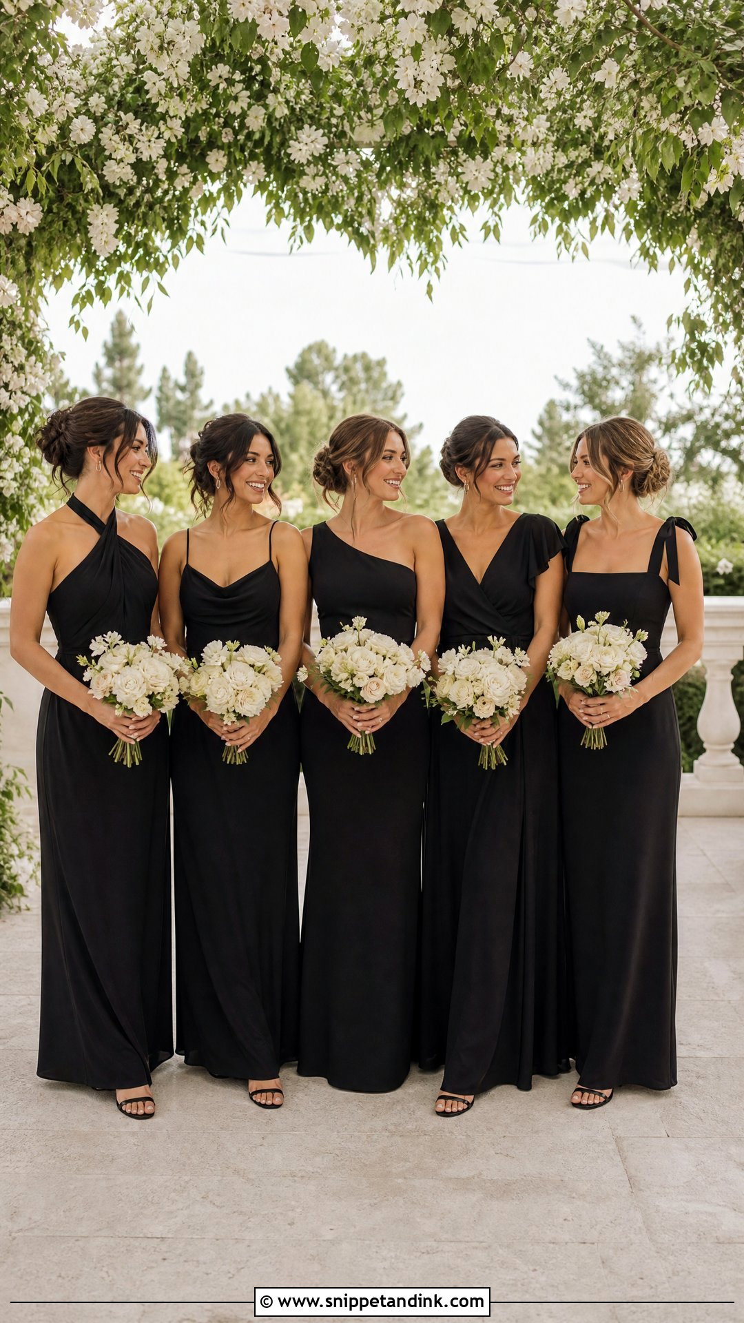 All Black Bridal Party Maxi Dresses - Snippet and Ink - 25 All Black Bridal Party Ideas