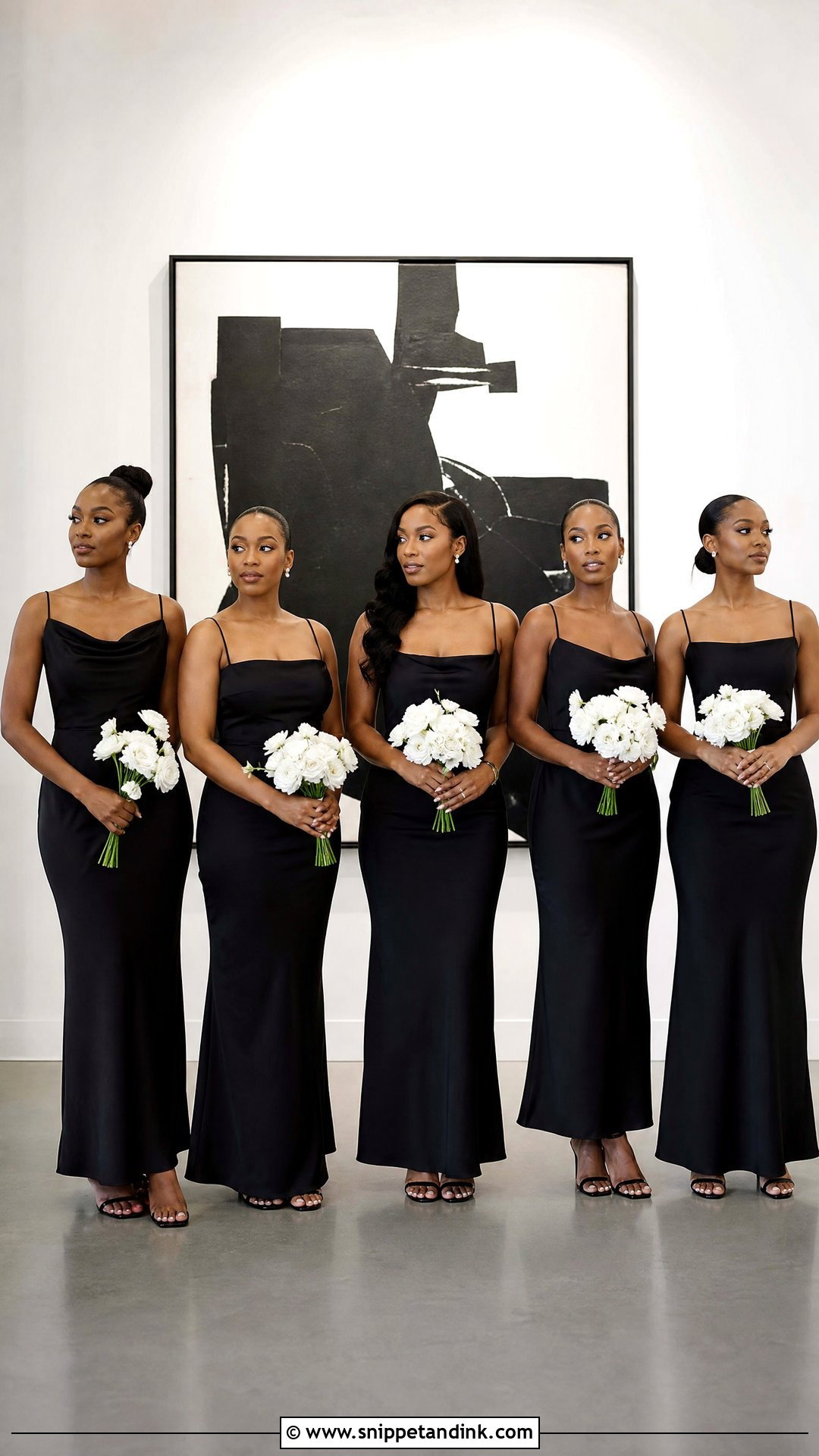 All Black Bridal Party Slip Dresses - Snippet and Ink - 25 All Black Bridal Party Ideas