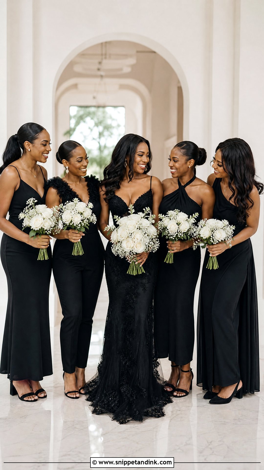 All Black Bridal Party With Black Shoes - Snippet and Ink - 25 All Black Bridal Party Ideas