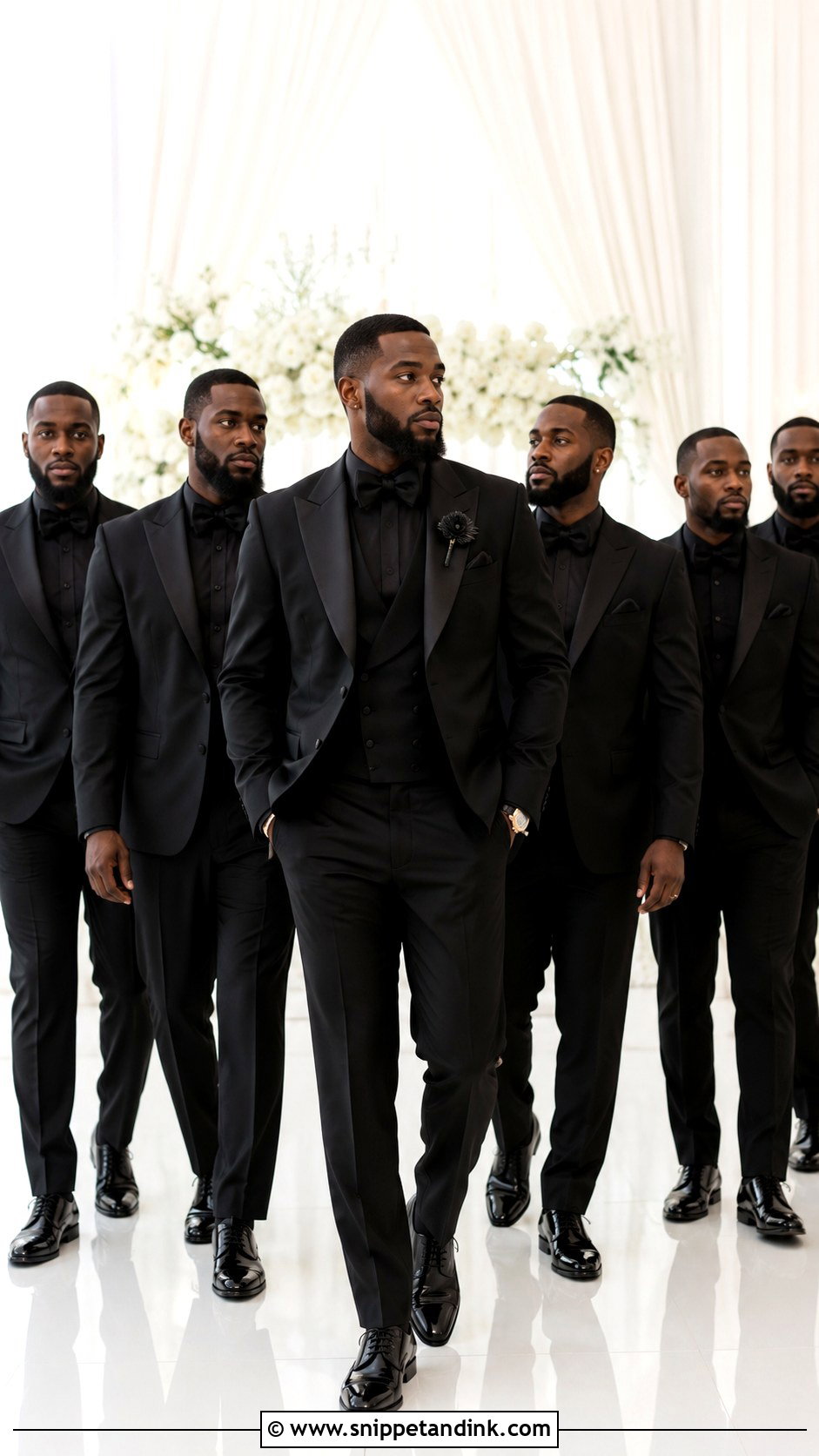 All Black Groom And Groomsmen Tux - Snippet and Ink - 20 All Black Tux Wedding Ideas