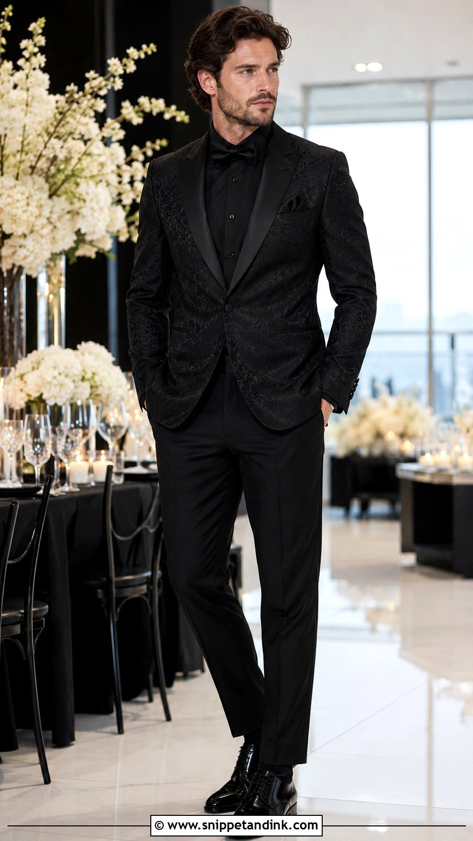 All Black Textured Tux - Snippet and Ink - 20 All Black Tux Wedding Ideas