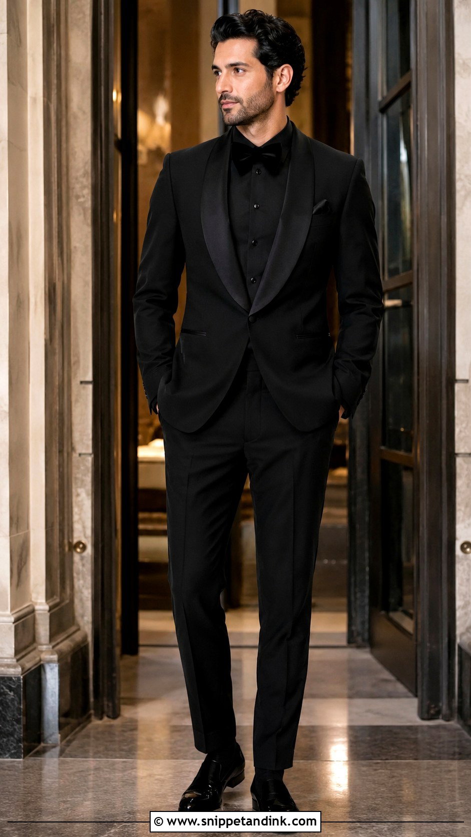 All Black Tux With Velvet Bow Tie - Snippet and Ink - 20 All Black Tux Wedding Ideas