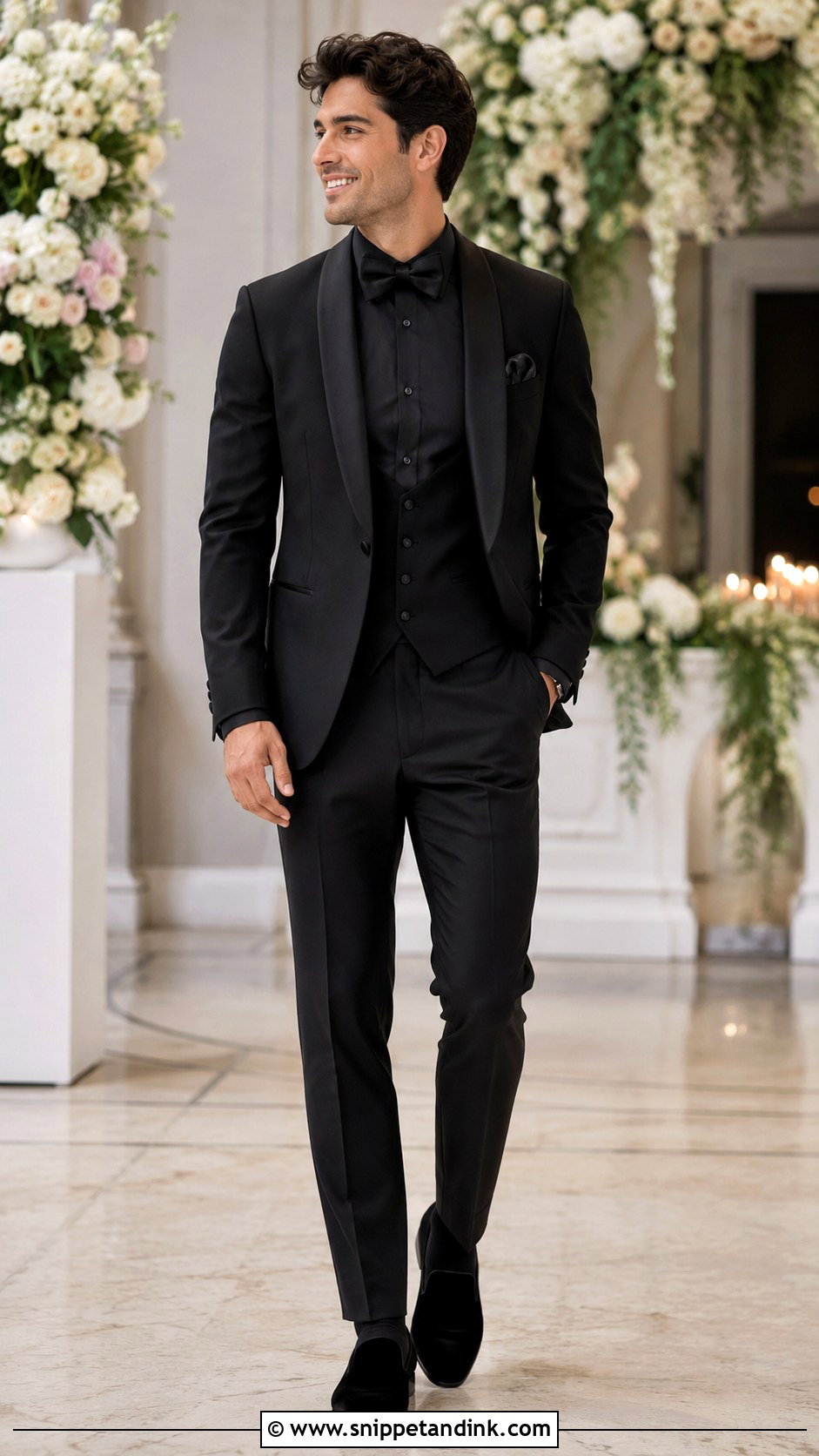 All Black Tux With Velvet Loafers - Snippet and Ink - 20 All Black Tux Wedding Ideas