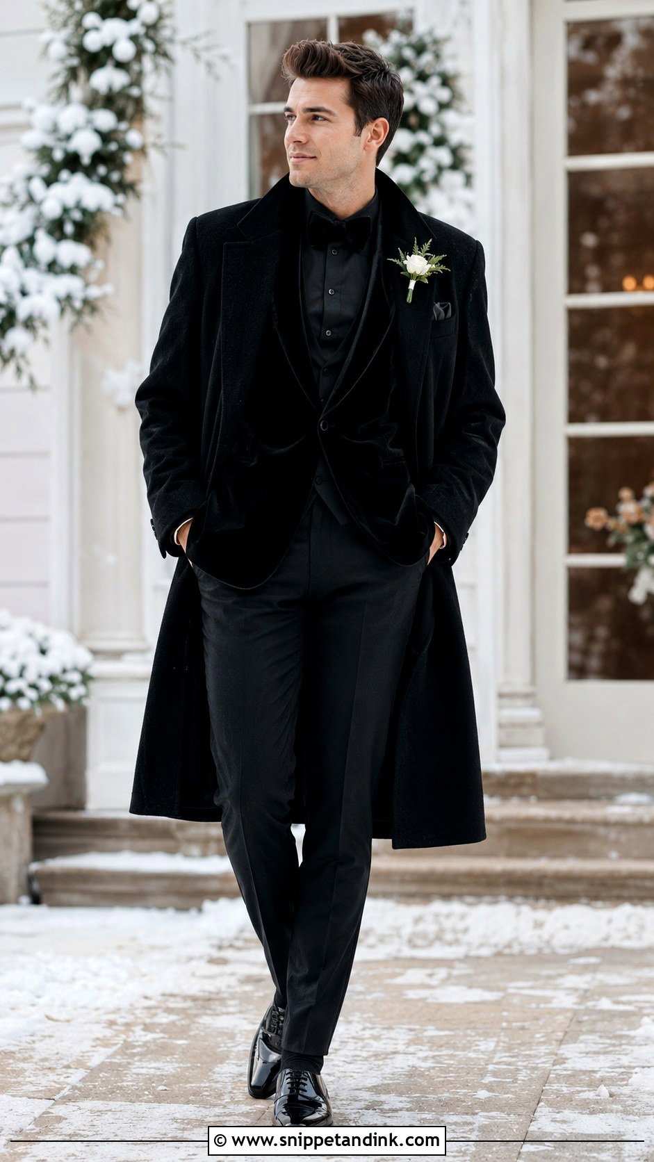 All Black Winter Wedding Tux - Snippet and Ink - 20 All Black Tux Wedding Ideas