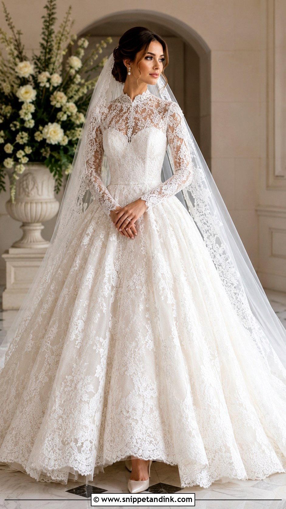 All Lace Ball Gown Wedding Dress - Snippet and Ink - 25 All Lace Wedding Dress Ideas