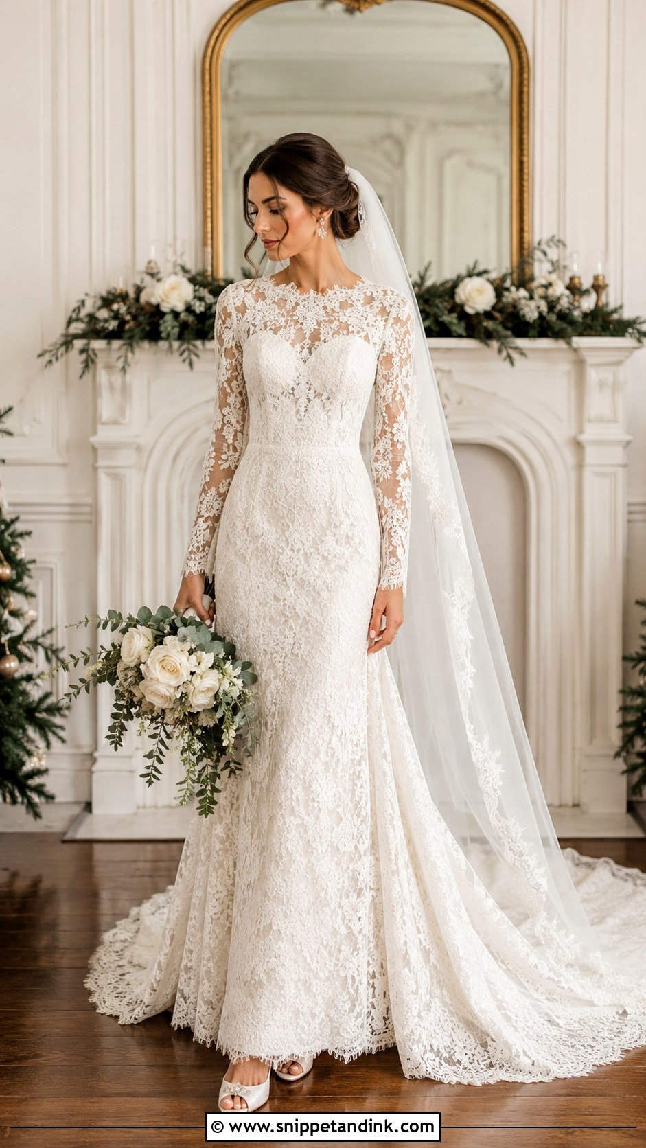 All Lace Long Sleeve Wedding Dress - Snippet and Ink - 25 All Lace Wedding Dress Ideas