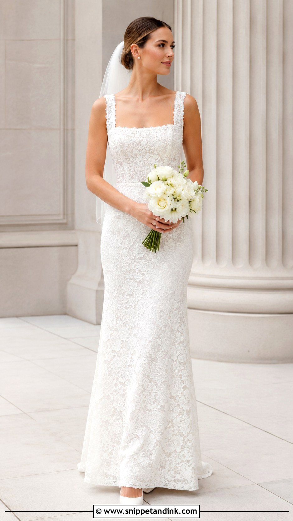 All Lace Square Neck Wedding Dress - Snippet and Ink - 25 All Lace Wedding Dress Ideas