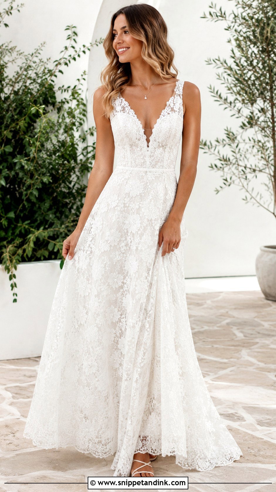 All Lace V Neck Wedding Dress - Snippet and Ink - 25 All Lace Wedding Dress Ideas