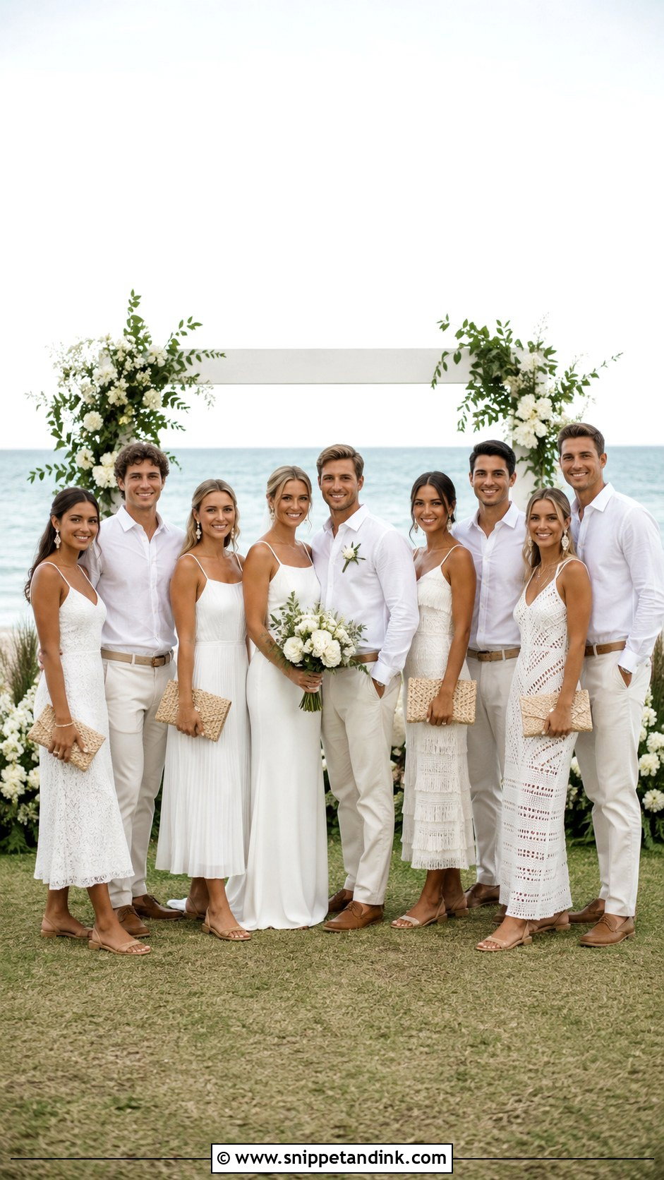 All White Beach Wedding Party Attire - Snippet and Ink - 20 Beach Wedding Party Attire Ideas