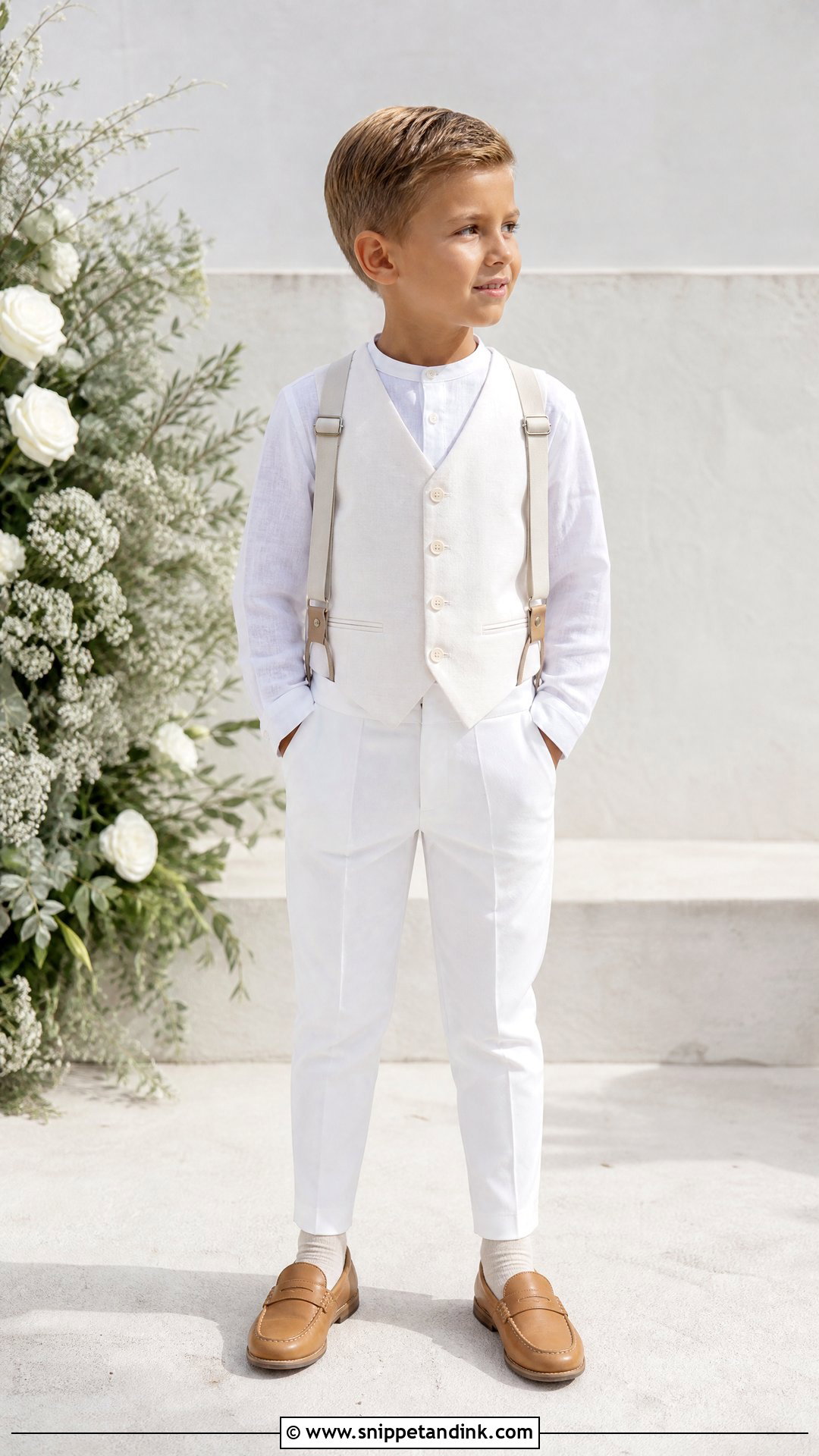 All White Summer Page Boy Outfit - Snippet and Ink - 20 Page Boys Wedding Outfits
