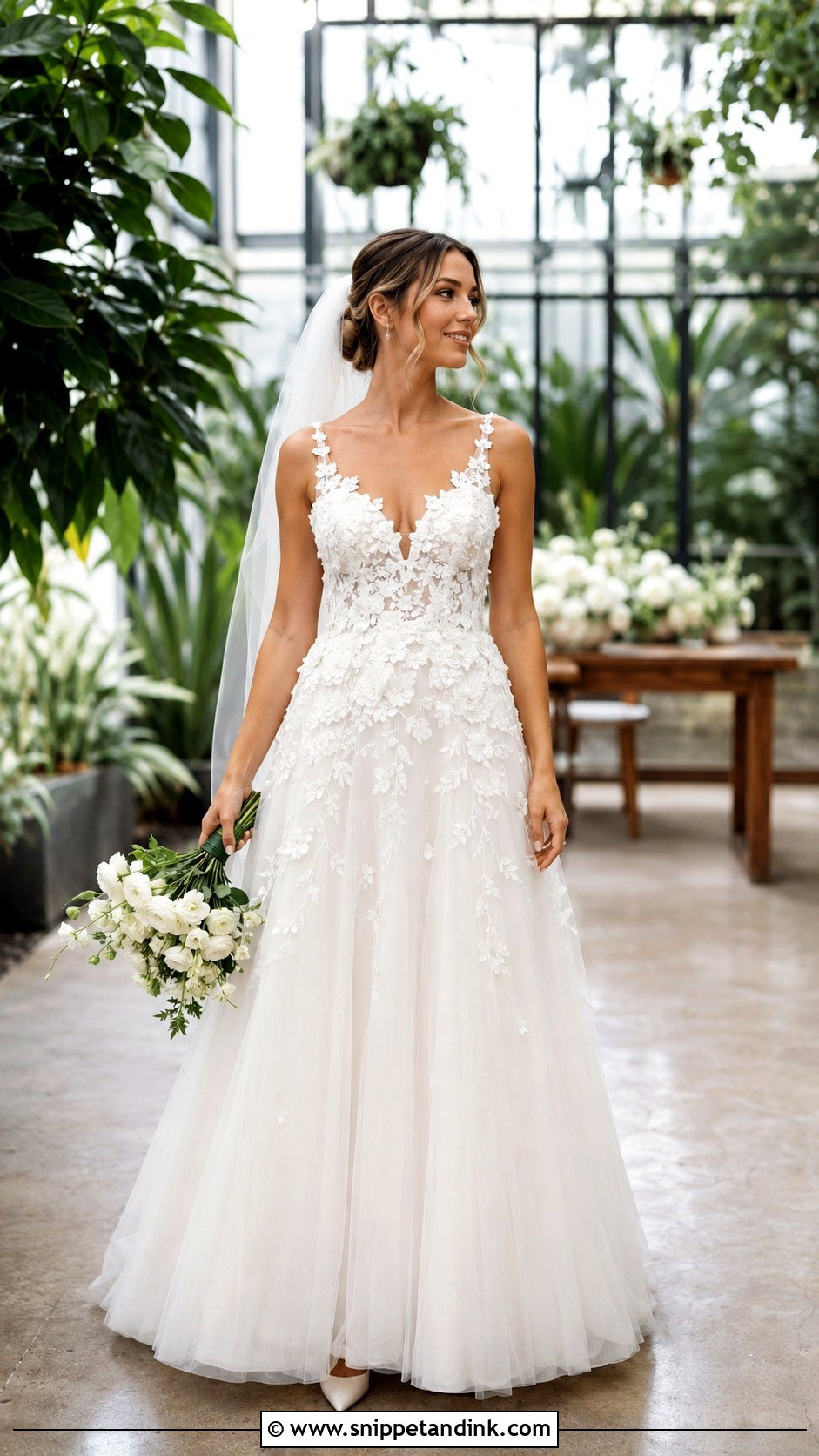 All Who Wander 3D Floral Wedding Dress - Snippet and Ink - 20 All Who Wander Wedding Dress Ideas