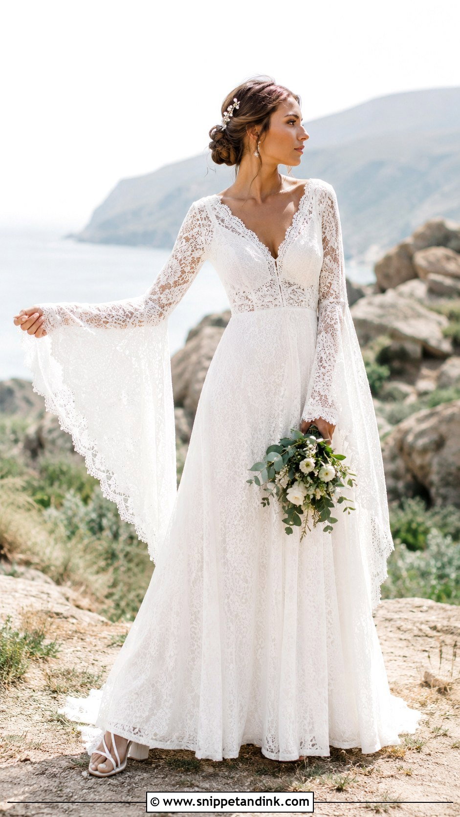 All Who Wander Bell Sleeve Lace Wedding Dress - Snippet and Ink - 20 All Who Wander Wedding Dress Ideas