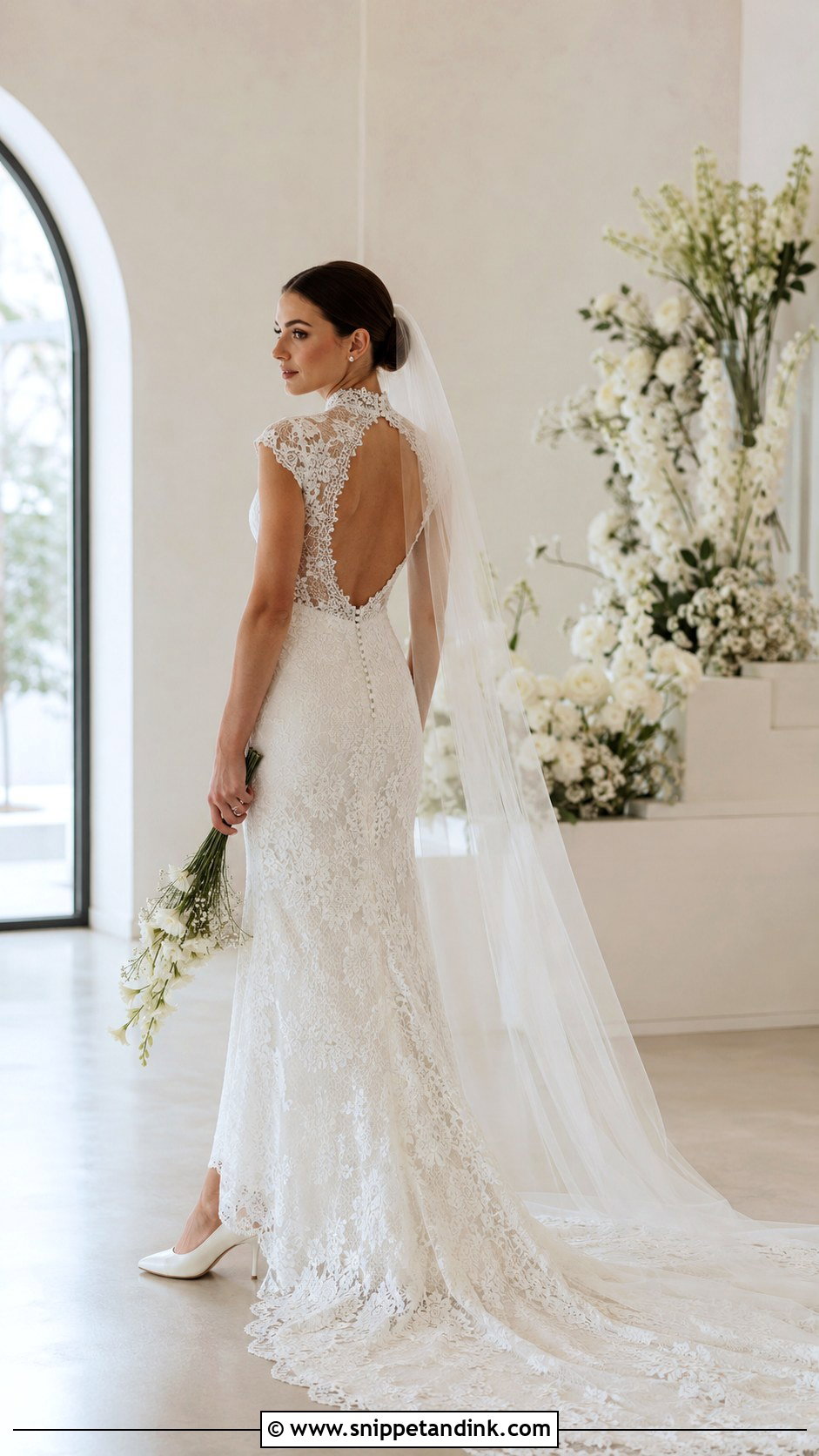 All Who Wander High Neck Lace Wedding Dress - Snippet and Ink - 20 All Who Wander Wedding Dress Ideas