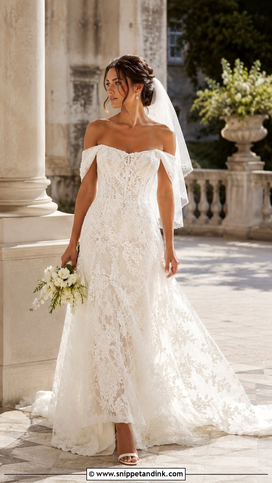 All Who Wander Off The Shoulder Wedding Dress - Snippet and Ink - 20 All Who Wander Wedding Dress Ideas