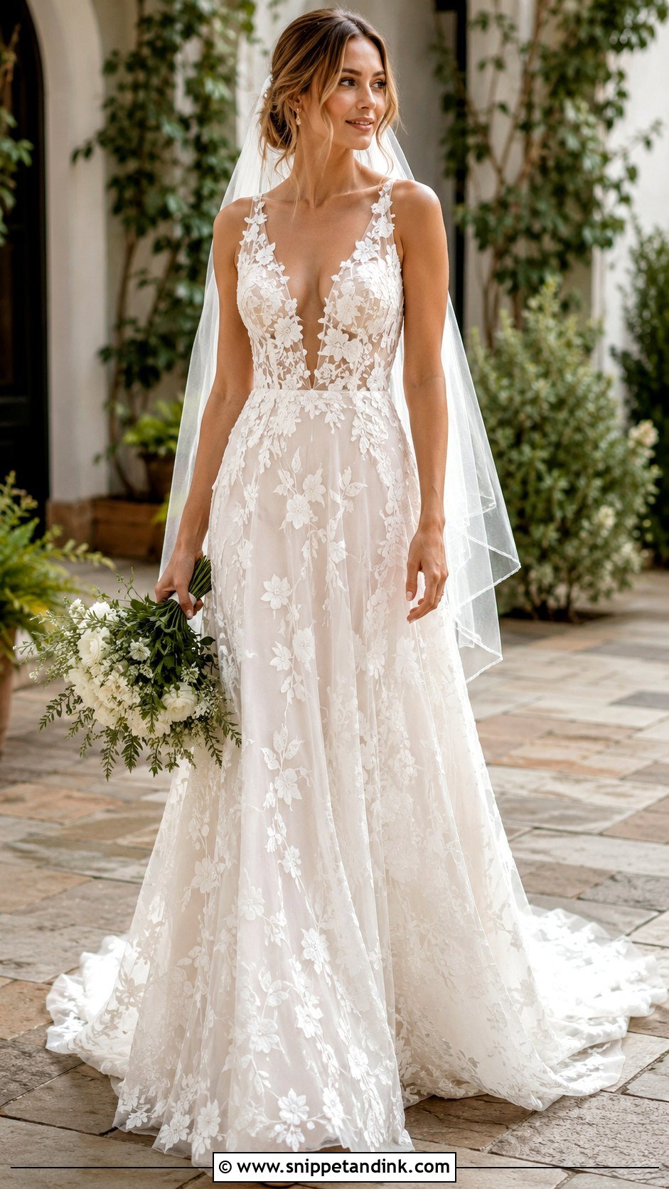 All Who Wander Plunging V Neck Wedding Dress - Snippet and Ink - 20 All Who Wander Wedding Dress Ideas