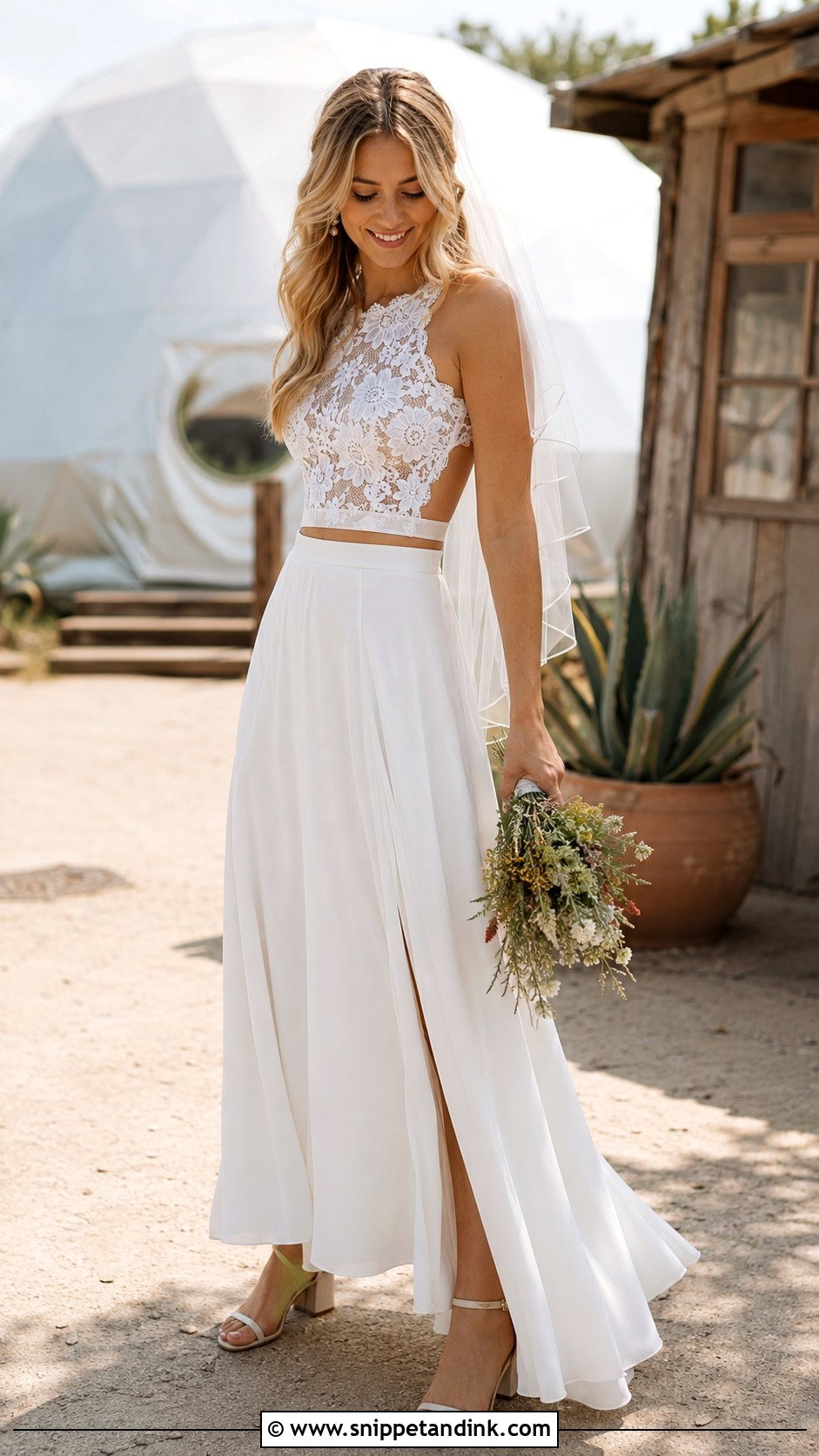 All Who Wander Two Piece Look Wedding Dress - Snippet and Ink - 20 All Who Wander Wedding Dress Ideas