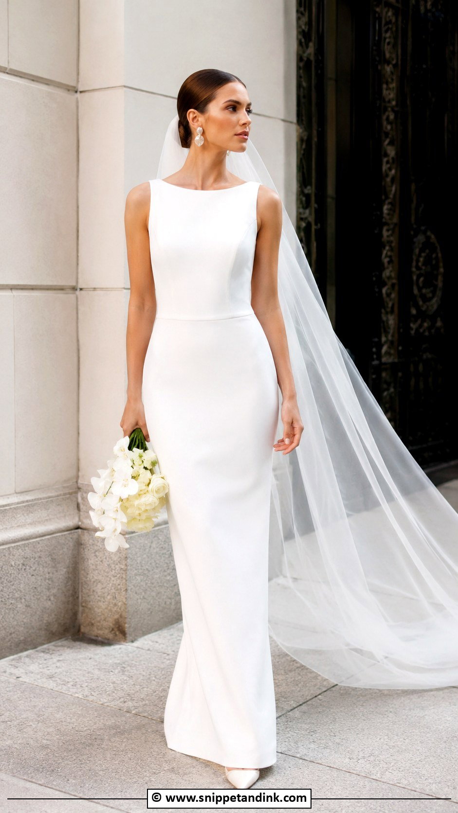 Allure Bridal Crepe Sheath Dress - Snippet and Ink - 25 Allure Bridal Ideas