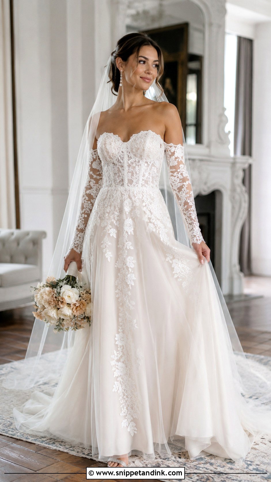 Allure Bridal Detachable Sleeve Wedding Dress - Snippet and Ink - 20 Allure Bridal Wedding Dress Ideas