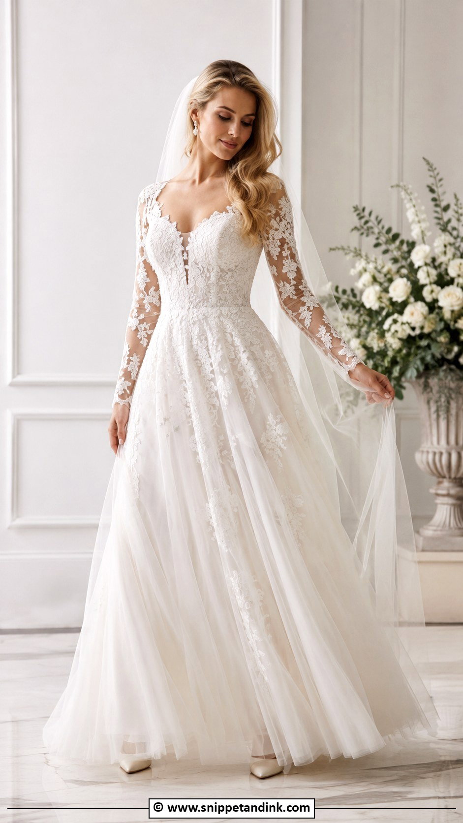 Allure Bridal Long Sleeve Lace Dress - Snippet and Ink - 25 Allure Bridal Ideas