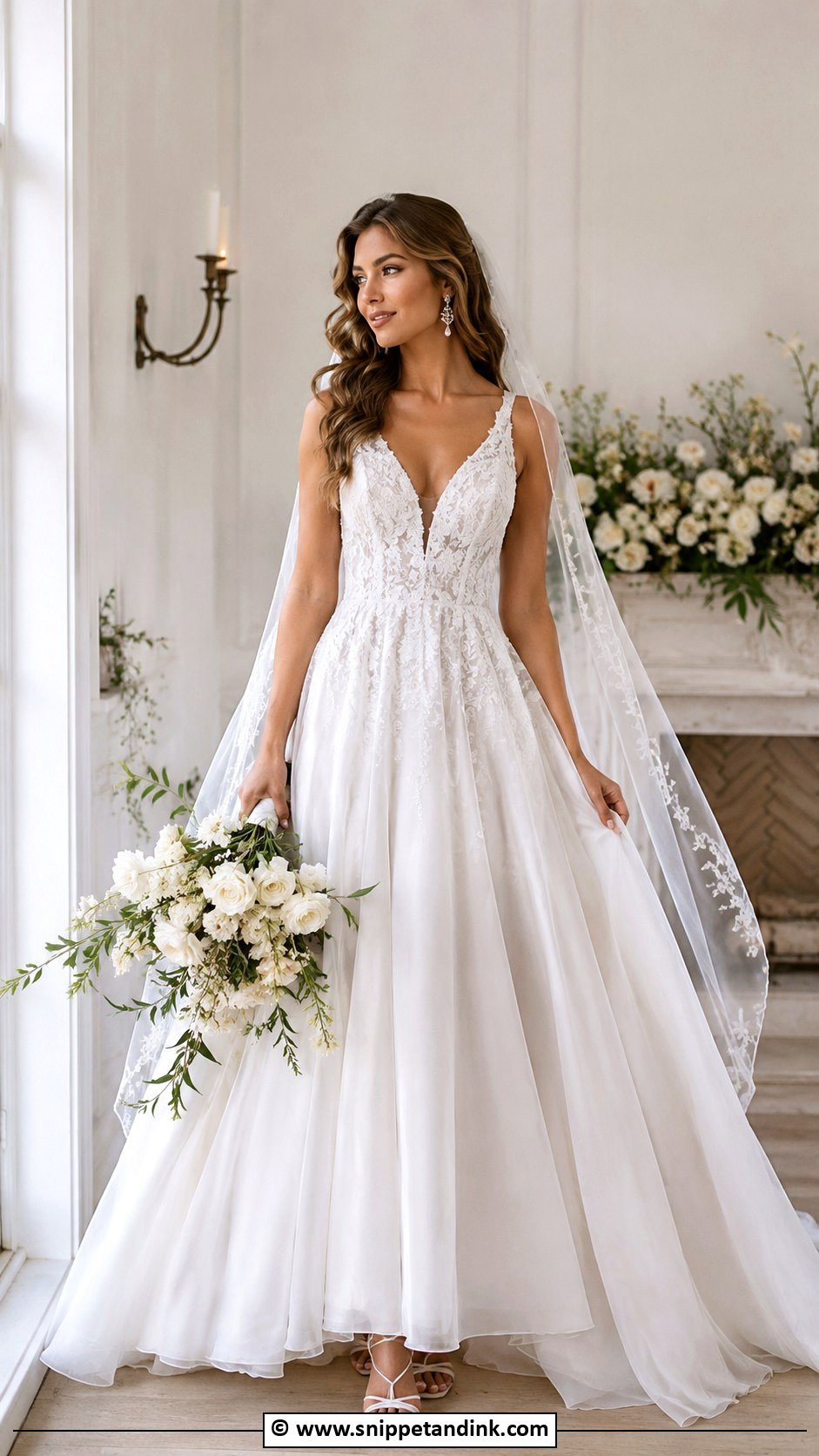 Allure Bridal V Neck Wedding Dress - Snippet and Ink - 25 Allure Bridal Ideas