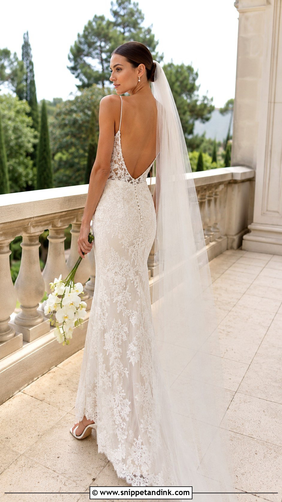 Allure Lace Sheath Gown With Open Back - Snippet and Ink - 20 Allure Bridal Gowns