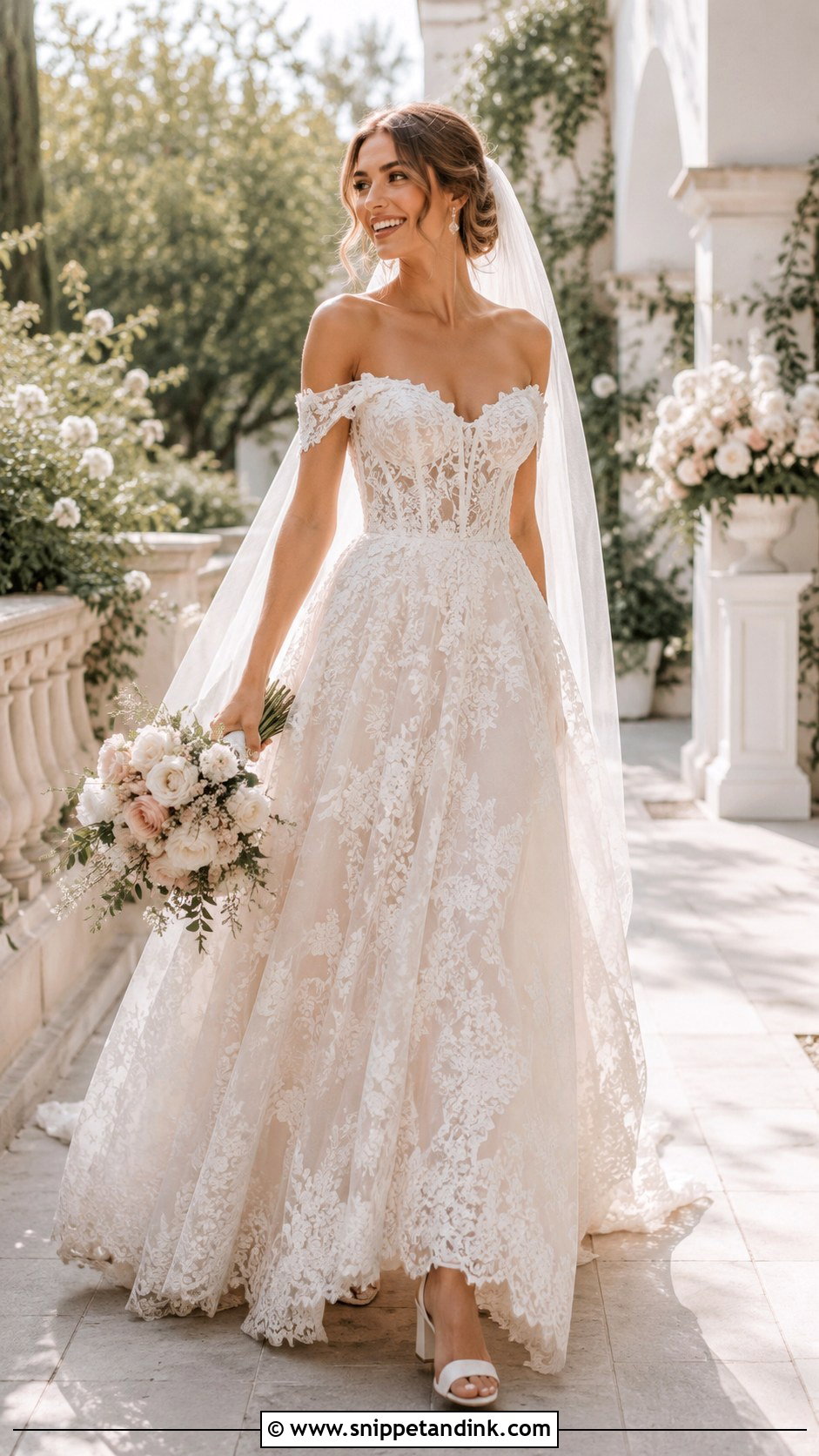 Allure Off the Shoulder Lace Gown - Snippet and Ink - 20 Allure Bridal Gowns