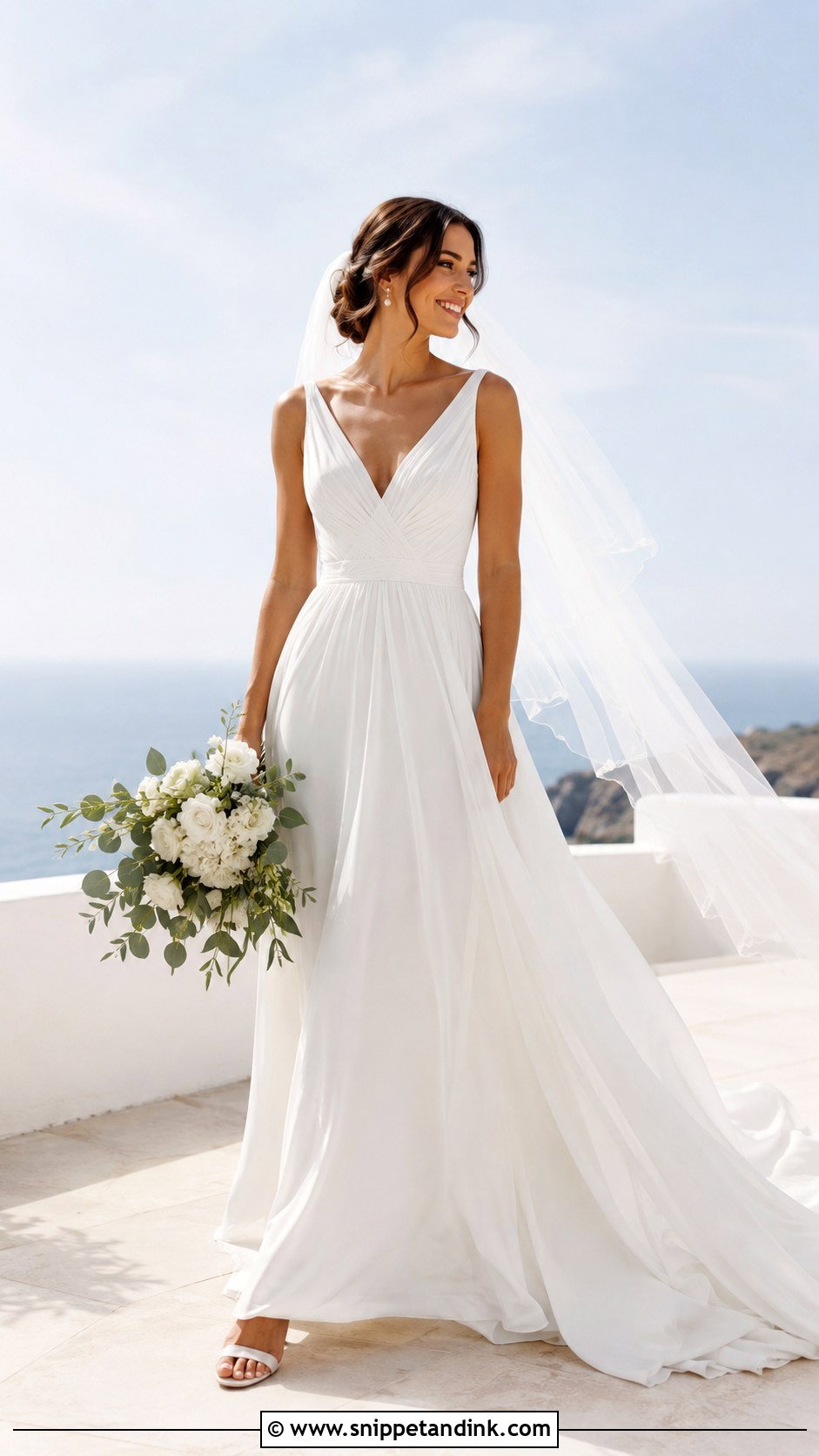 Allure V Neck Chiffon Wedding Gown - Snippet and Ink - 20 Allure Bridal Gowns