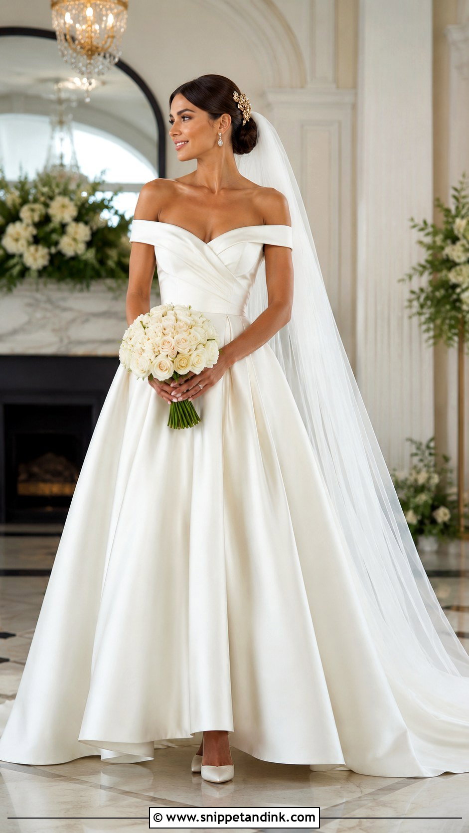 Almond Off Shoulder Wedding Dress - Snippet and Ink - 20 Light Brown Wedding Dress Ideas