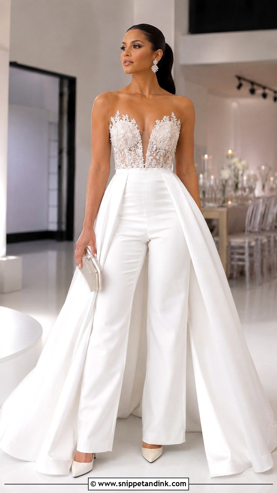 Alonuko Bridal Jumpsuit With Overskirt - Snippet and Ink - 20 Alunoku Bridal Ideas