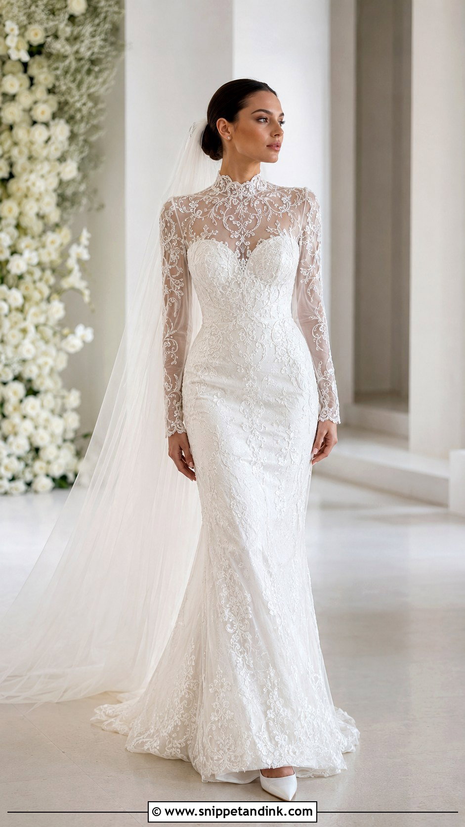 Alonuko High Neck Illusion Wedding Dress - Snippet and Ink - 20 Alunoku Bridal Ideas