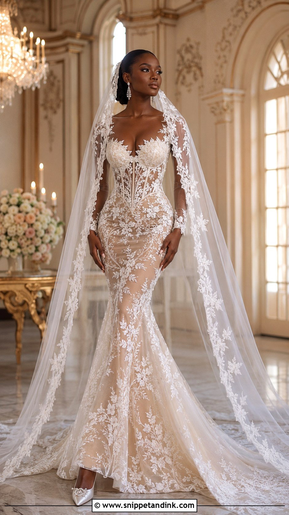 Alonuko Illusion Lace Mermaid Gown - Snippet and Ink - 20 Alunoku Bridal Ideas