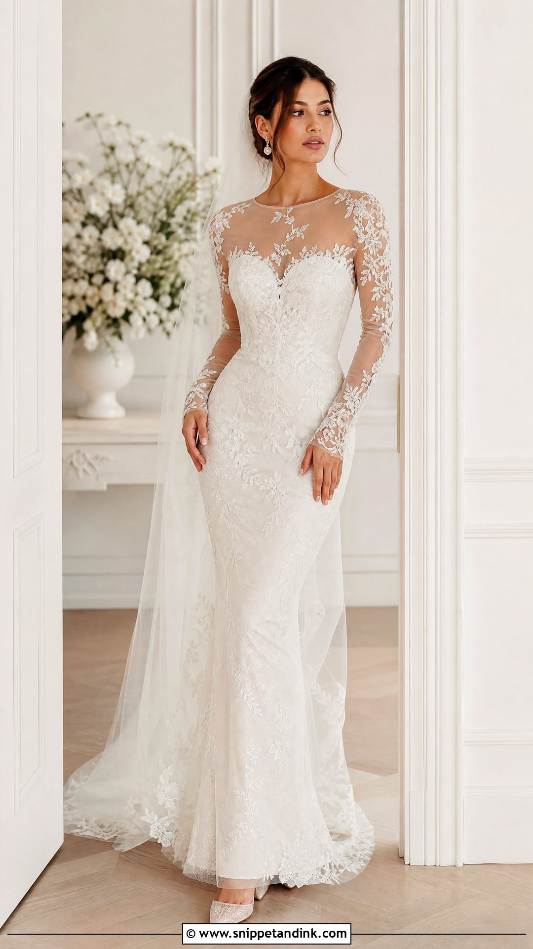 Alonuko Long Sleeve Illusion Wedding Gown - Snippet and Ink - 25 Alonuko Wedding Gowns