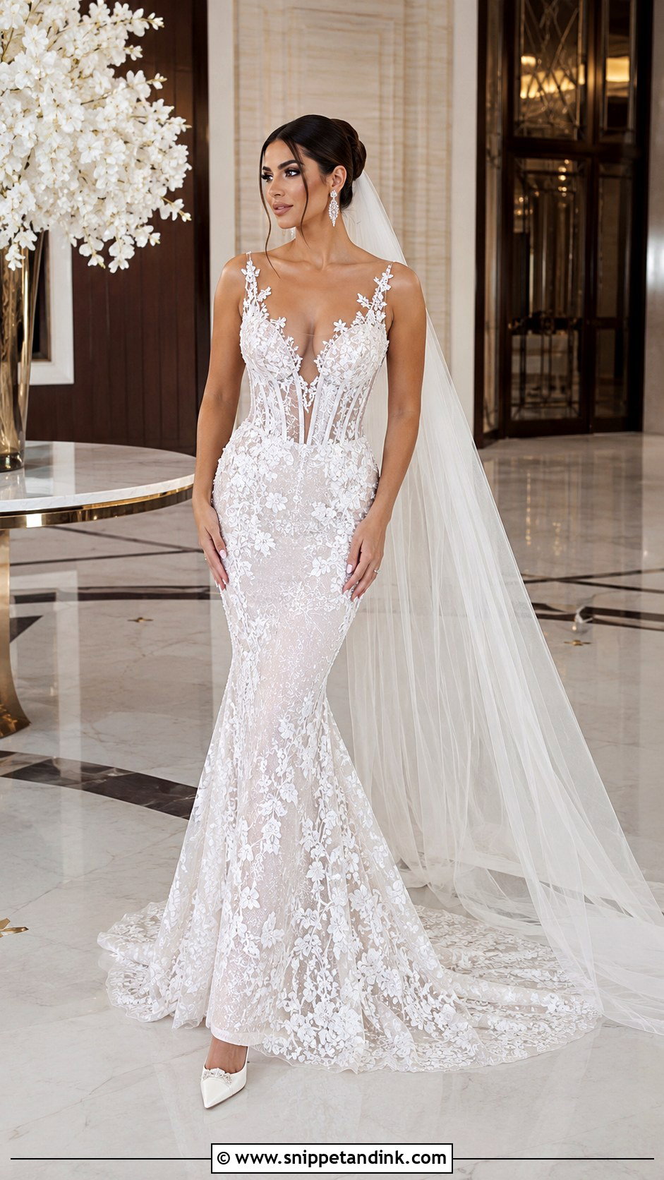 Alonuko Plunging Neck Wedding Dress - Snippet and Ink - 20 Alunoku Bridal Ideas