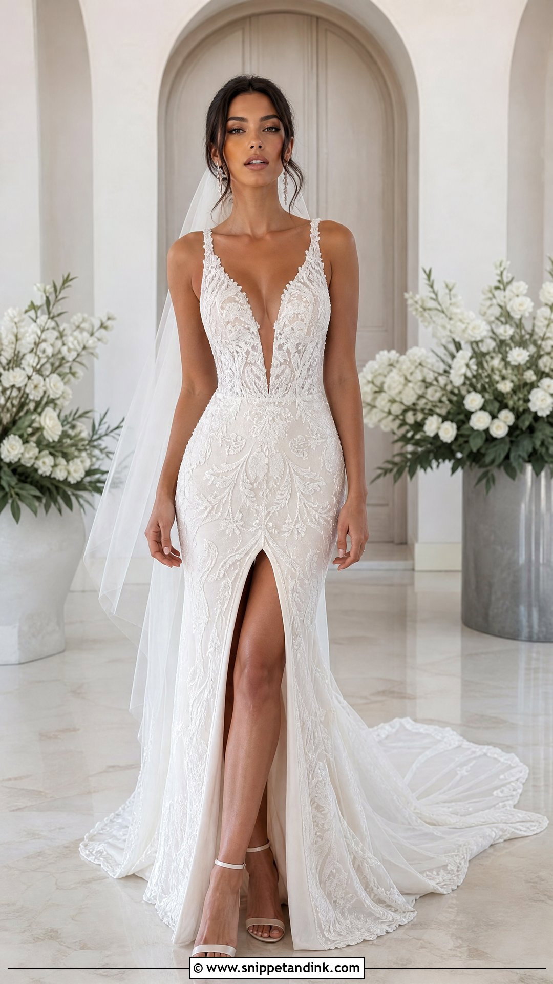 Alonuko Plunging Neckline Wedding Gown - Snippet and Ink - 25 Alonuko Wedding Gowns