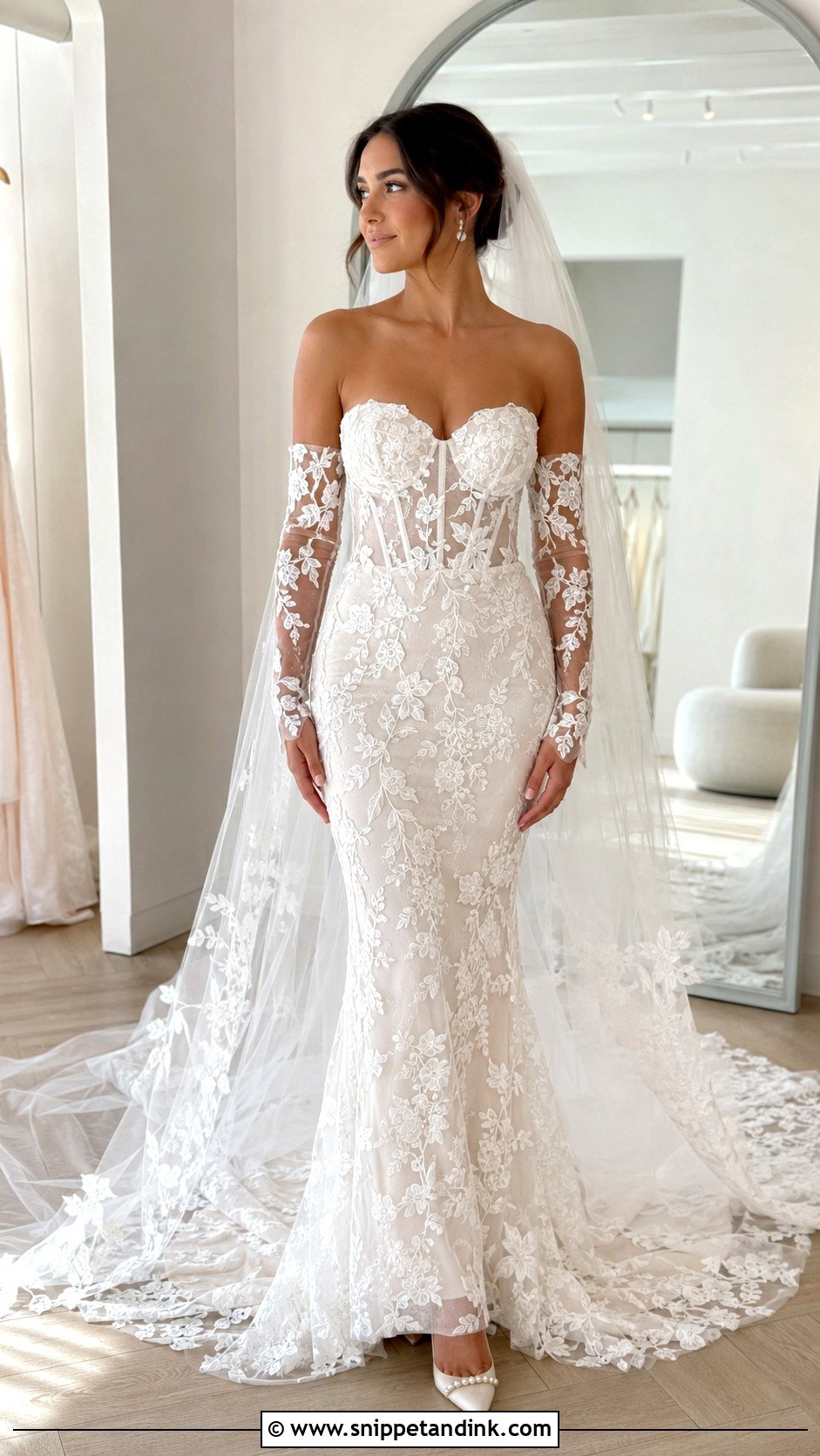 Alonuko Wedding Dress With Detachable Sleeves - Snippet and Ink - 20 Alunoku Bridal Ideas