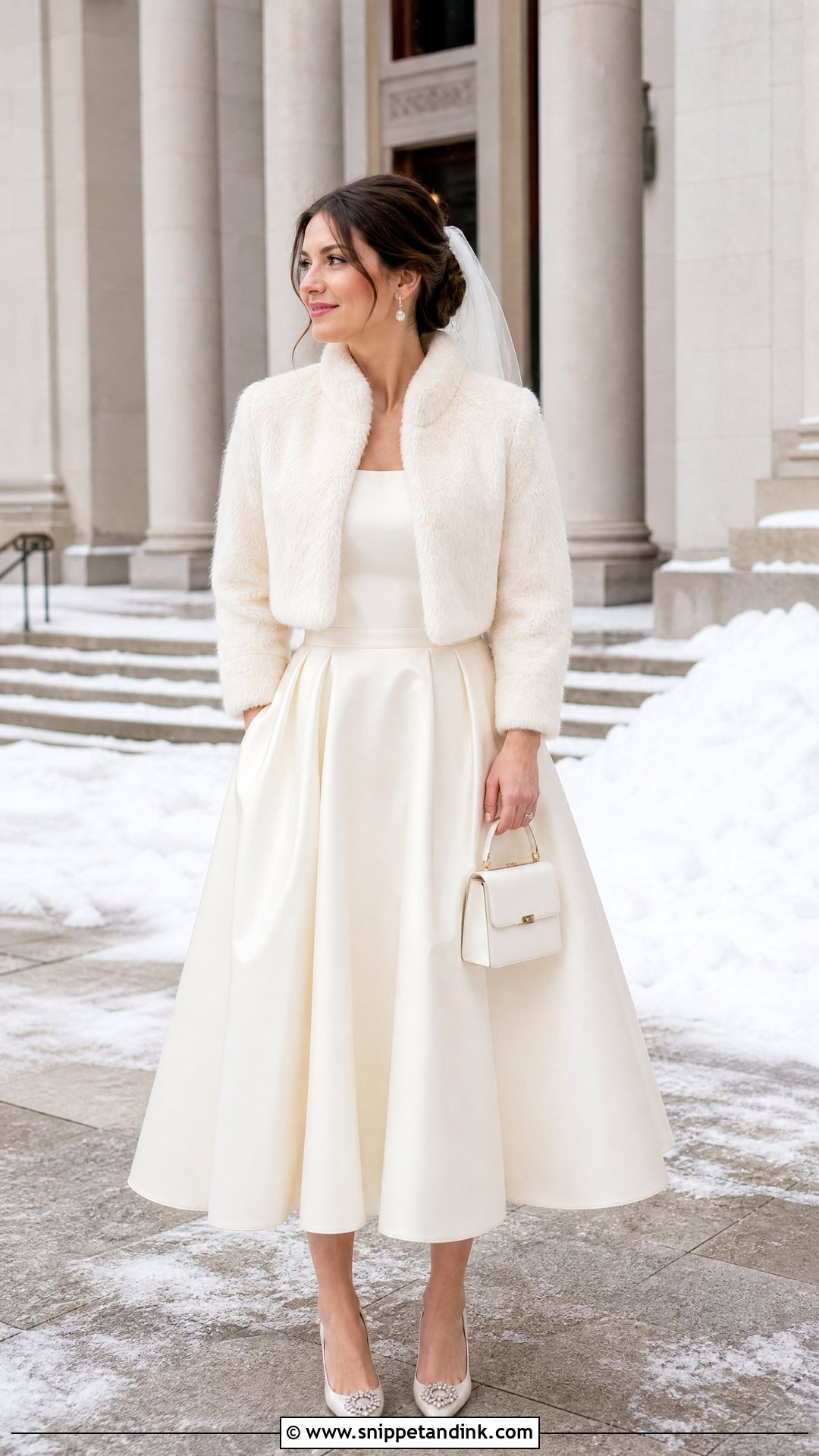 Alpaca Shrug With Tea Length Winter Wedding Dress - Snippet and Ink - 25 Winter Wedding Dress Coverups Ideas