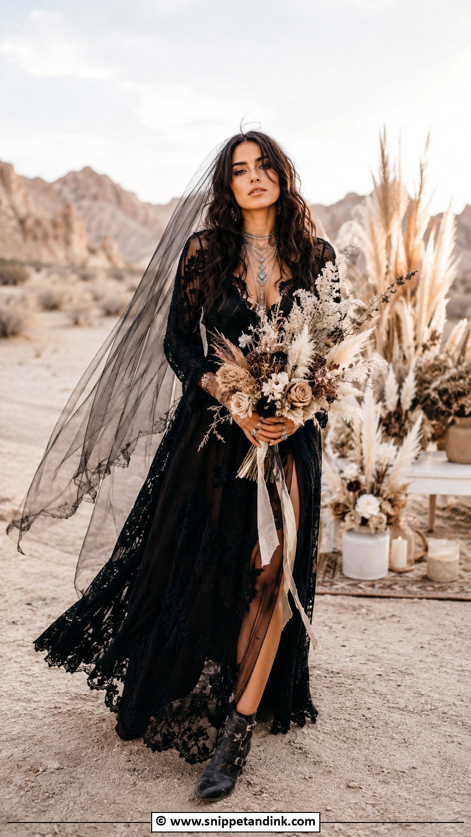 Alt Bride Boho Black Dress - Snippet and Ink - 30 Alt Bride Ideas